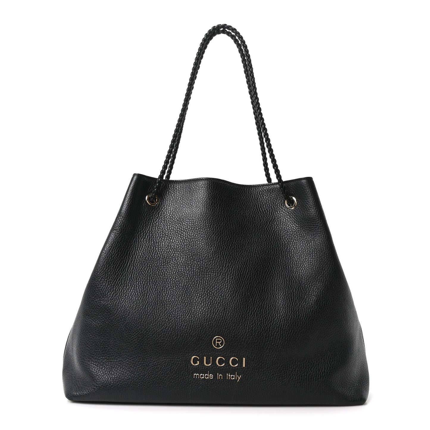 Calfskin Large Gifford Braided Handle Tote Black