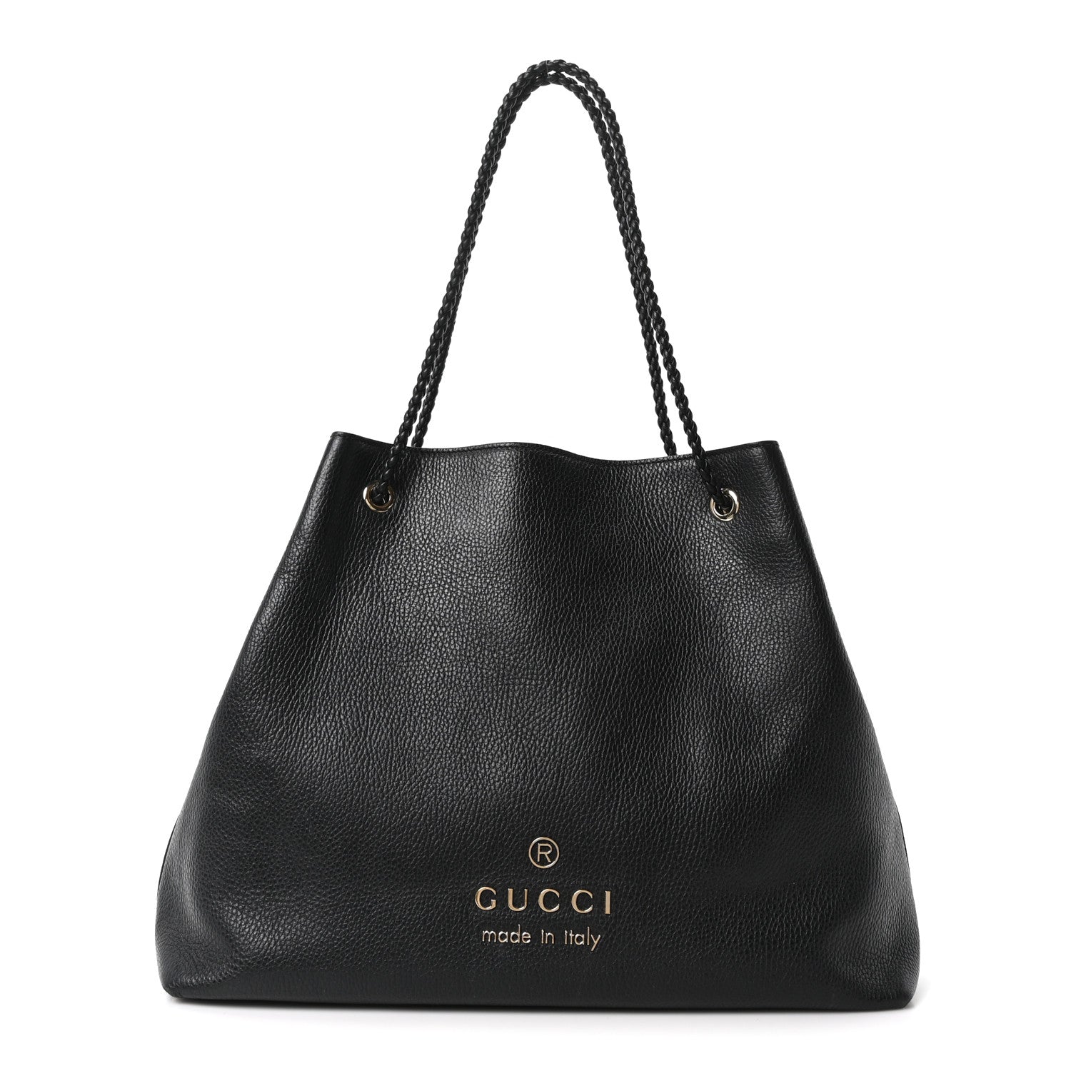 Gucci Calfskin Large Gifford Braided Handle Tote Black 1 of 10