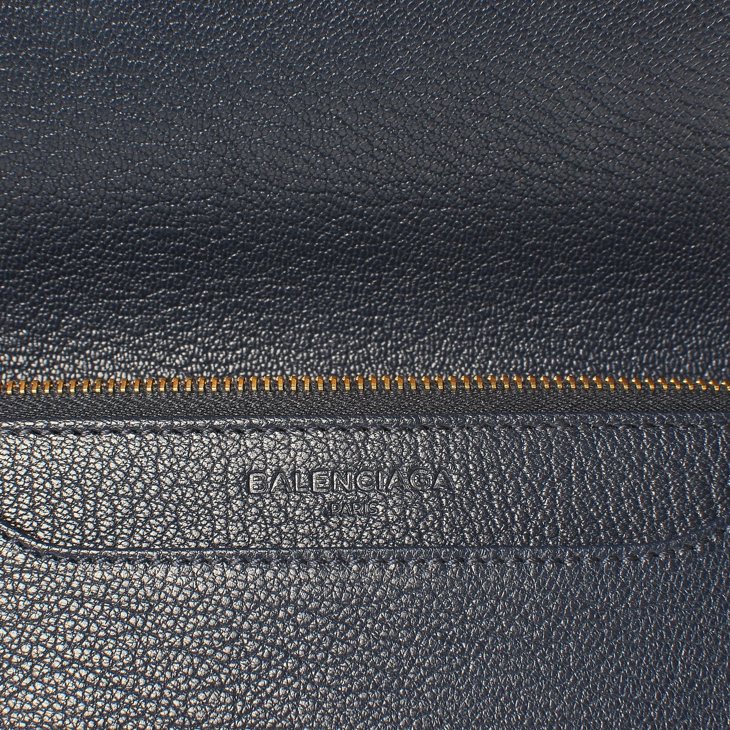 Balenciaga Chevre Gold Metallic Edge Hardware Wallet on Chain Bleu Nuit 6 of 7