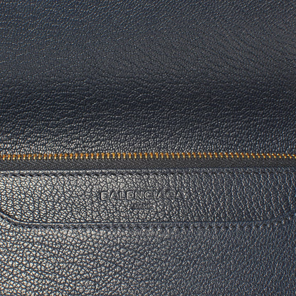 Balenciaga Chevre Gold Metallic Edge Hardware Wallet on Chain Bleu Nuit 6 of 7