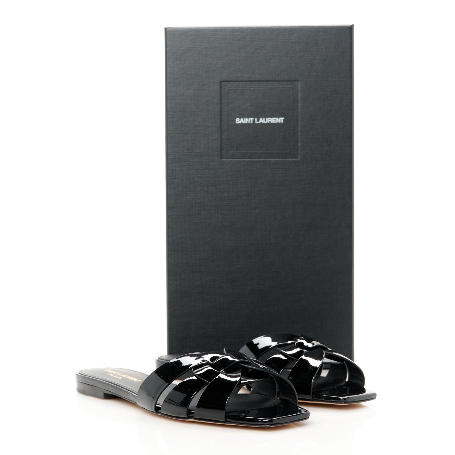 Saint Laurent Patent Tribute 05 Slide Sandals 36.5 Black 9 of 9
