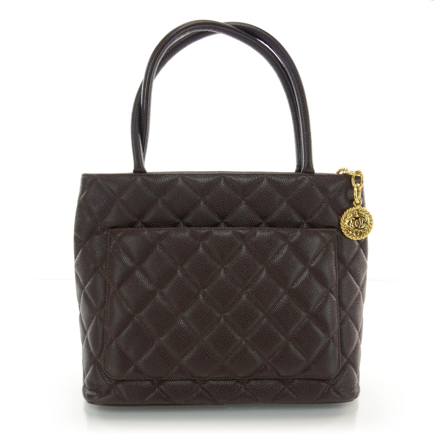 Chanel Caviar Medallion Tote Brown 3 of 8