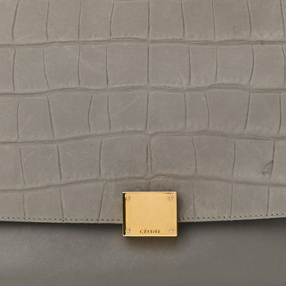 Celine Crocodile Embossed Nubuck Medium Trapeze Grey 7 of 13