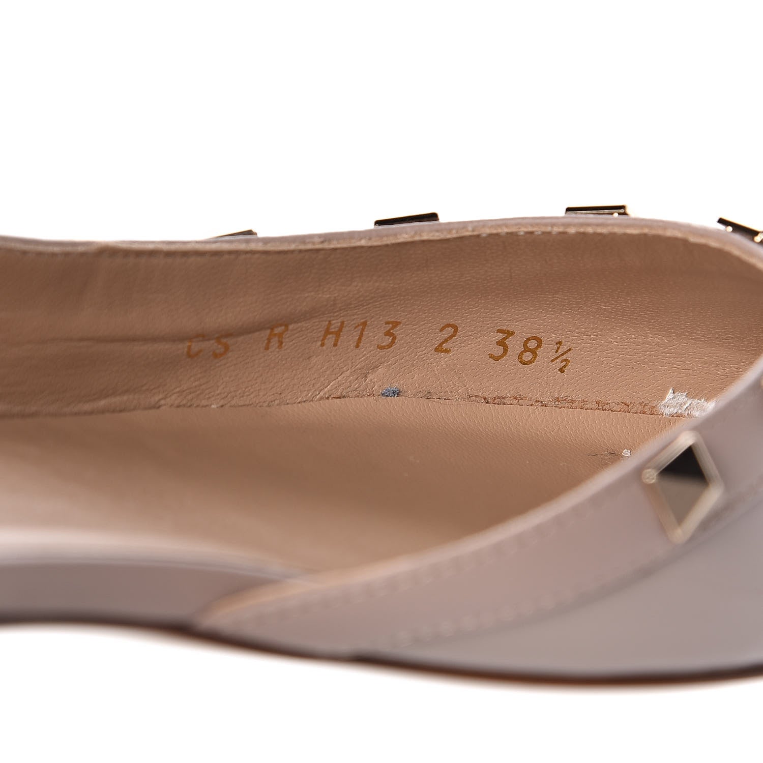 Valentino Garavani Patent Rockstud Slingback Flats 38.5 Poudre 8 of 9