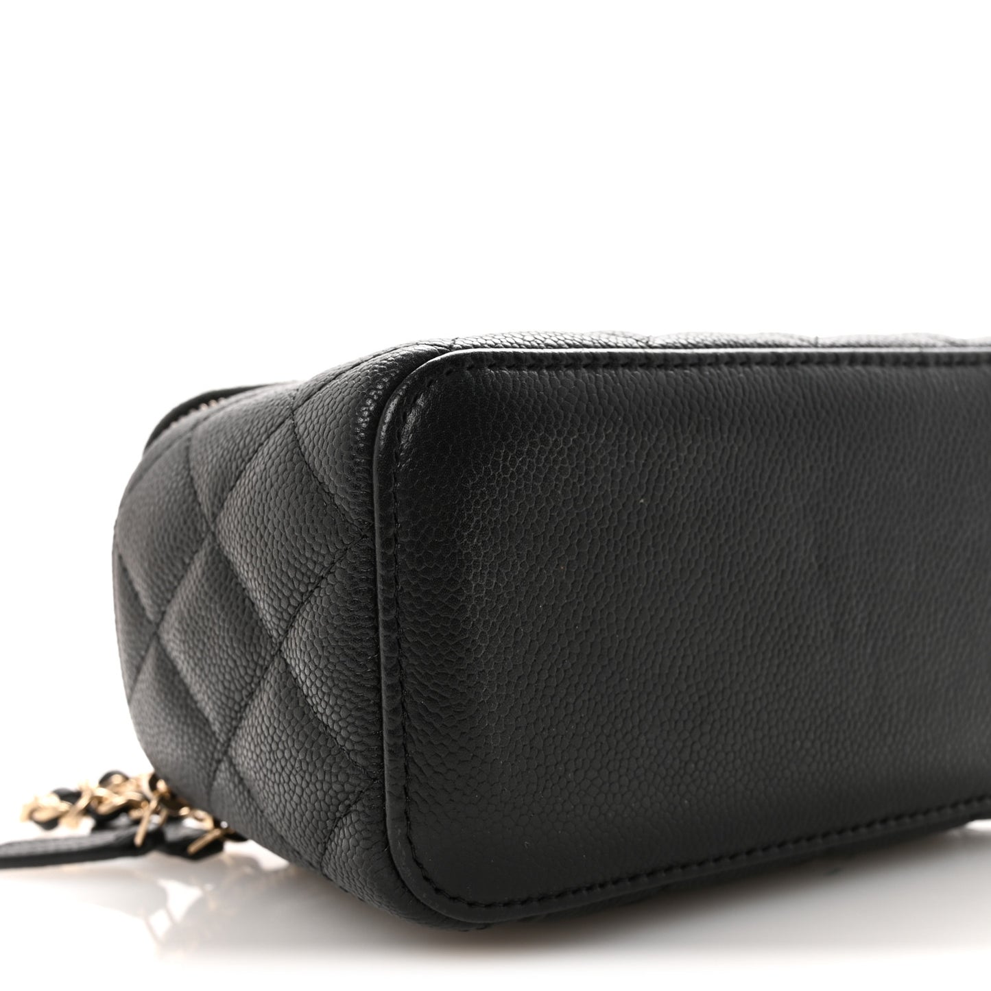 Caviar Quilted Small Tiny CC Vanity Case With Chain Black