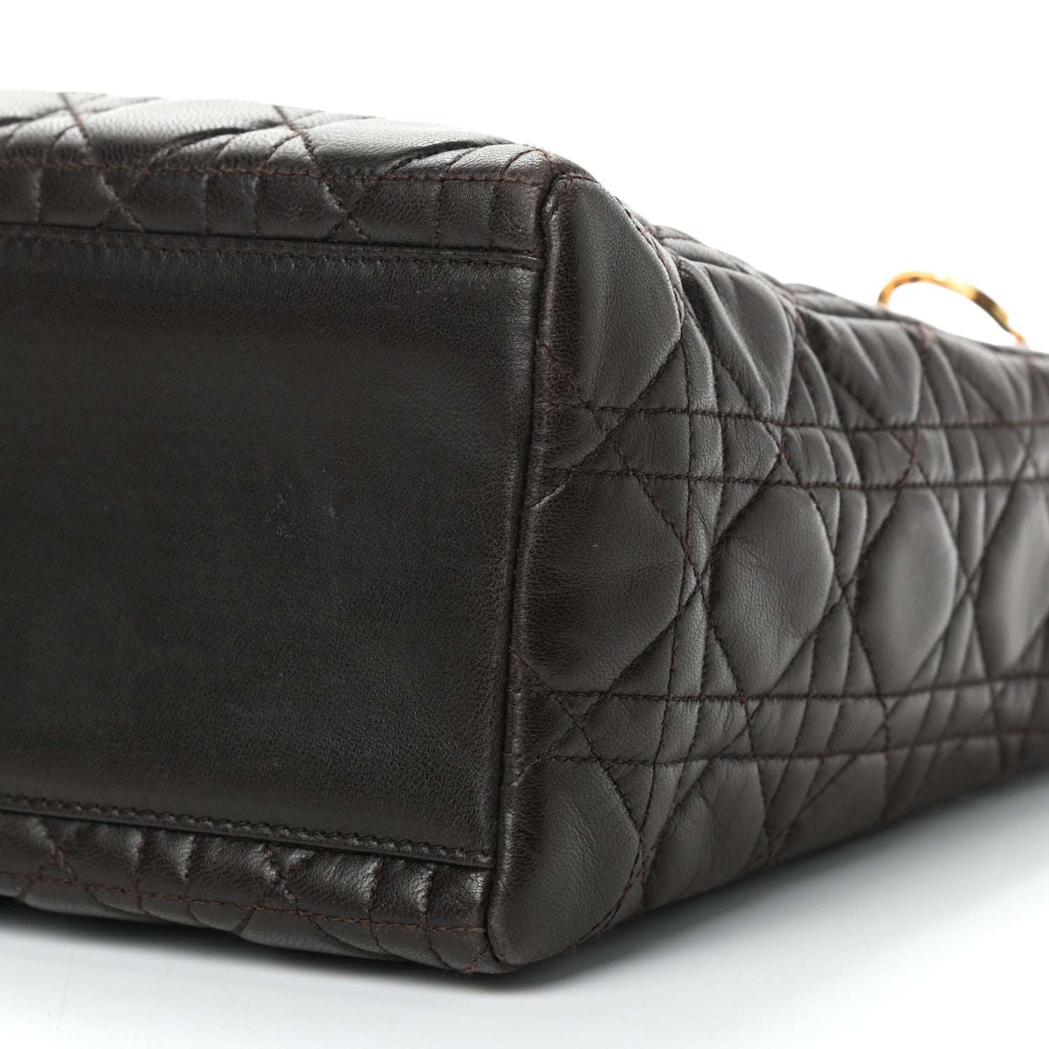 Christian Dior Lambskin Cannage Medium Lady Dior Dark Brown 9 of 12
