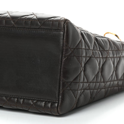 Christian Dior Lambskin Cannage Medium Lady Dior Dark Brown 9 of 12