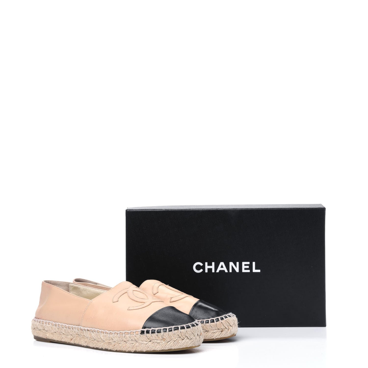 Chanel Lambskin CC Espadrilles 39 Beige Black 15 of 15