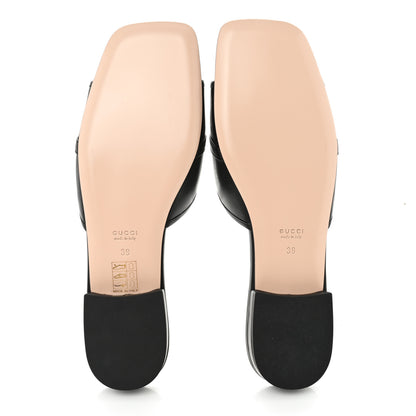 Gucci Nappa Horsebit Flat Slide Sandals 39 Black 5 of 10