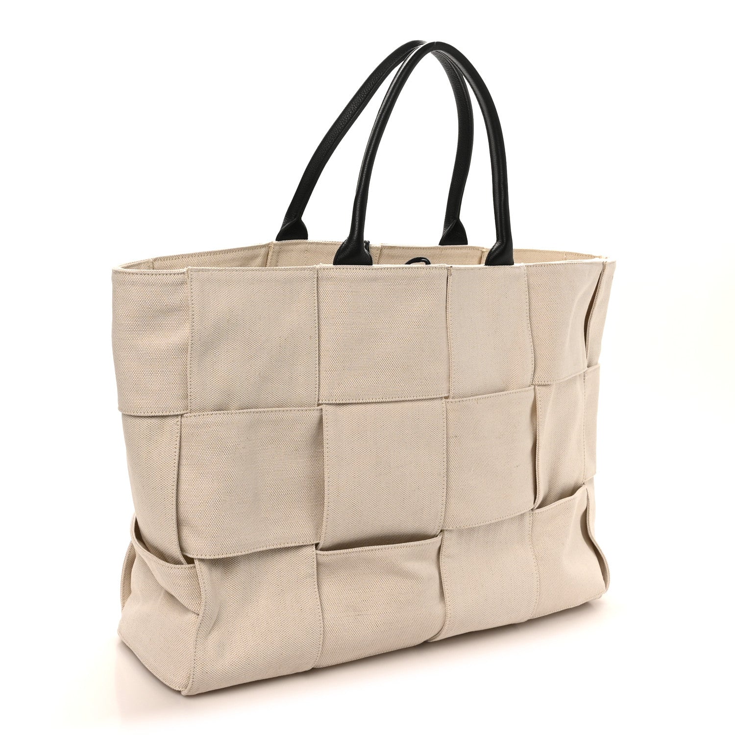 Bottega Veneta Canvas Maxi Intrecciato Large Arco Tote Beige Black 4 of 11