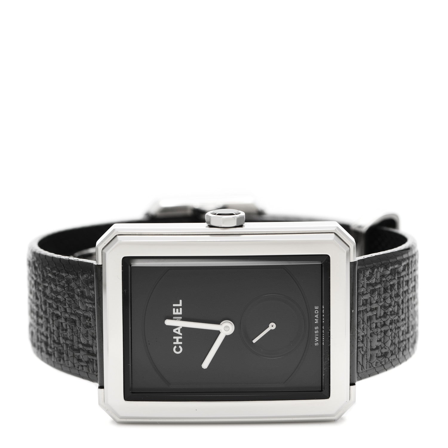 Chanel Stainless Steel Calfskin 29mm Boy-Friend Tweed Manual Winding Watch Black 2 of 5