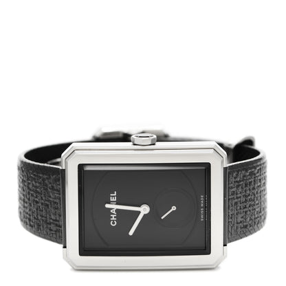 Chanel Stainless Steel Calfskin 29mm Boy-Friend Tweed Manual Winding Watch Black 2 of 5