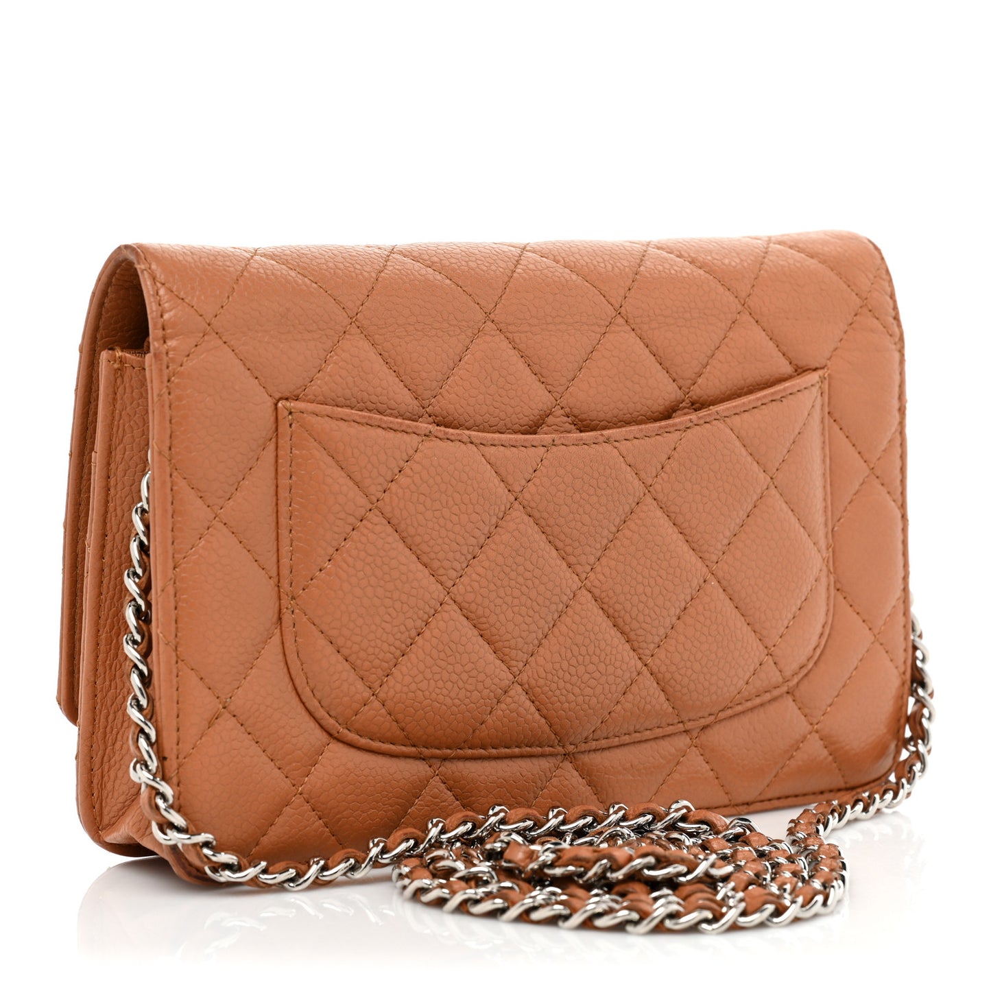 Caviar Quilted Wallet On Chain WOC Light Brown