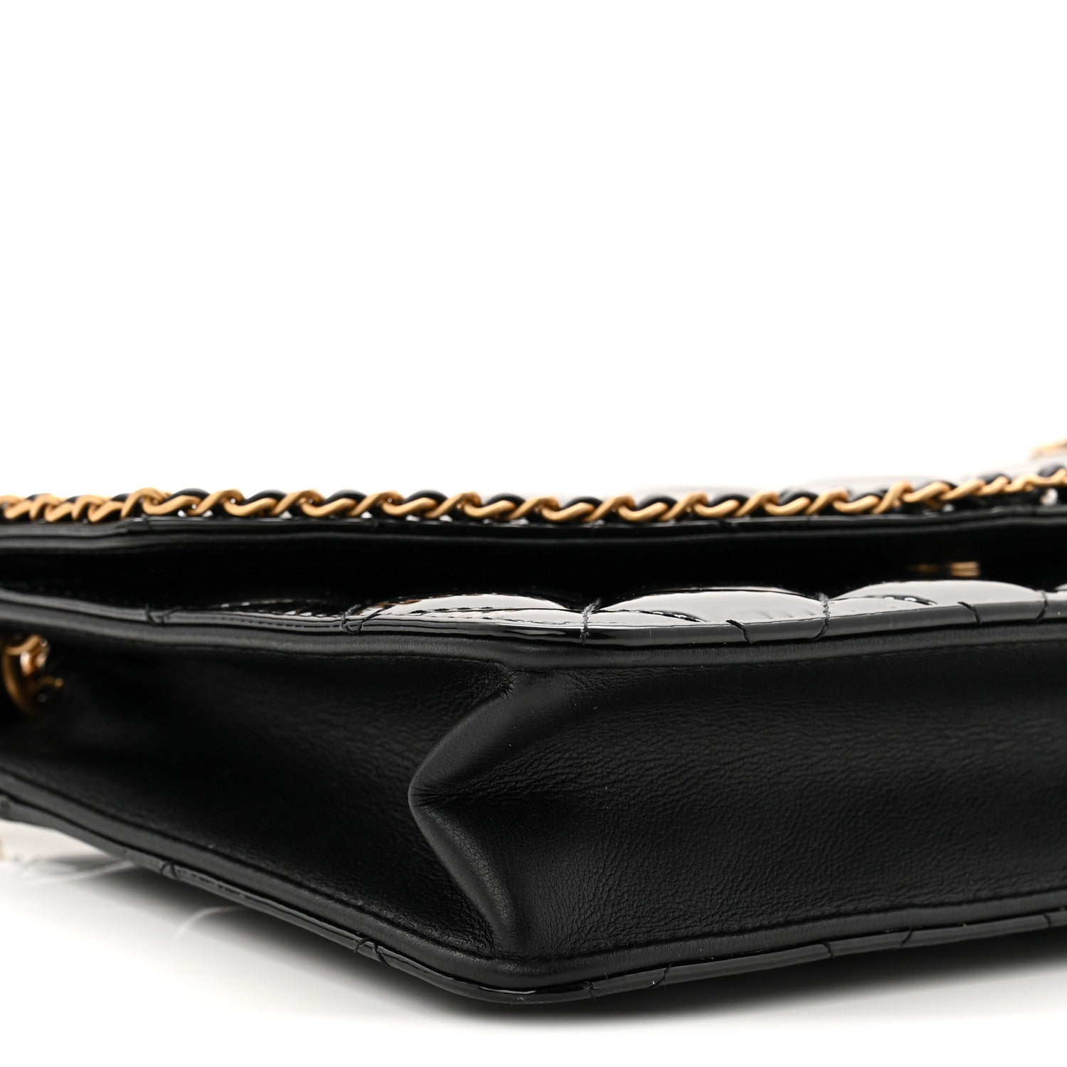 Chanel Patent Quilted Chain Around Heart Flap Black 9 of 11