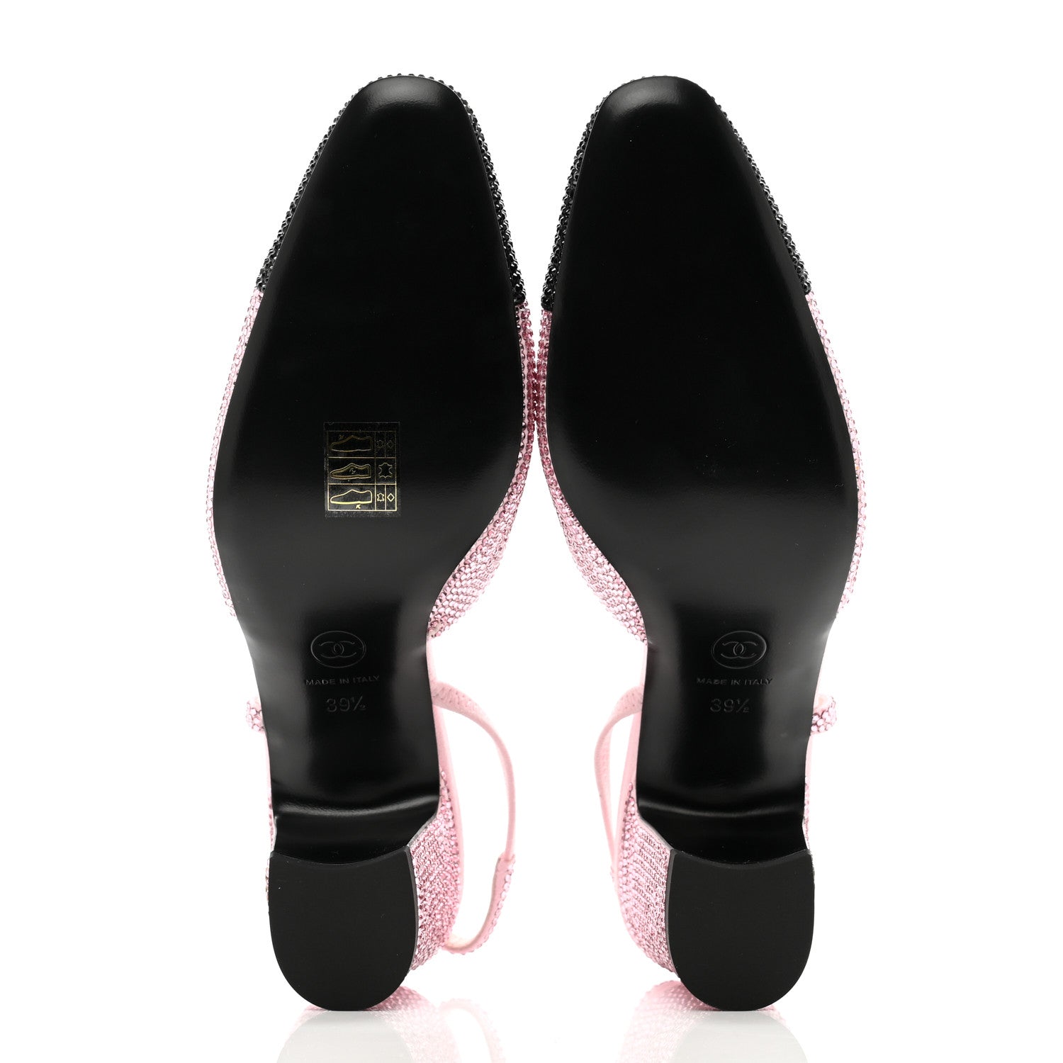 Chanel Strass Cap Toe CC Slingback Pumps 39.5 Pink Black 1447962