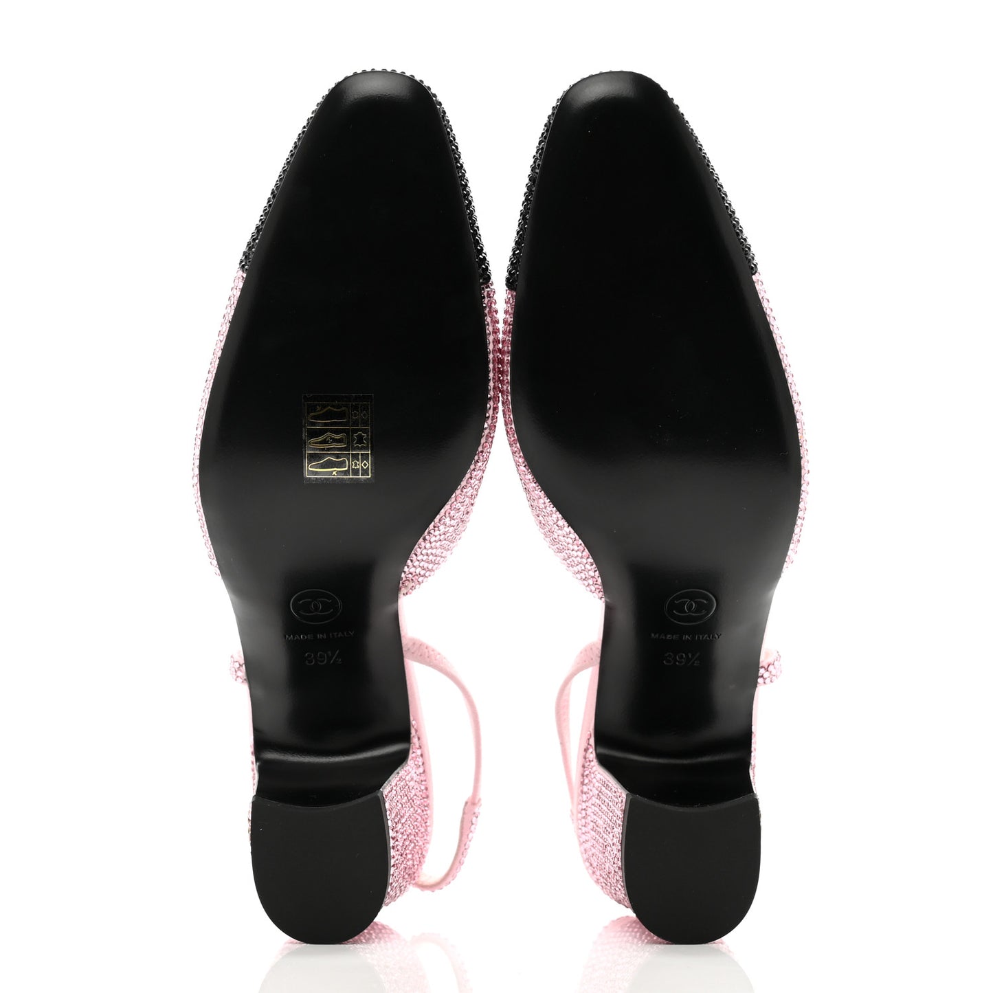 Strass Cap Toe CC Slingback Pumps 39.5 Pink Black