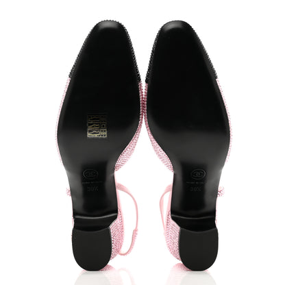 Chanel Strass Cap Toe CC Slingback Pumps 39.5 Pink Black 6 of 9