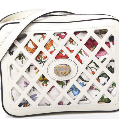 Gucci Canvas Calfskin Cutout Flora Floral Shoulder Bag White Multicolor 9 of 11