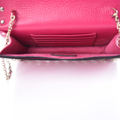 Valentino Garavani Pebbled Calfskin Rockstud Envelope Wallet on Chain Disco Pink 5 of 9