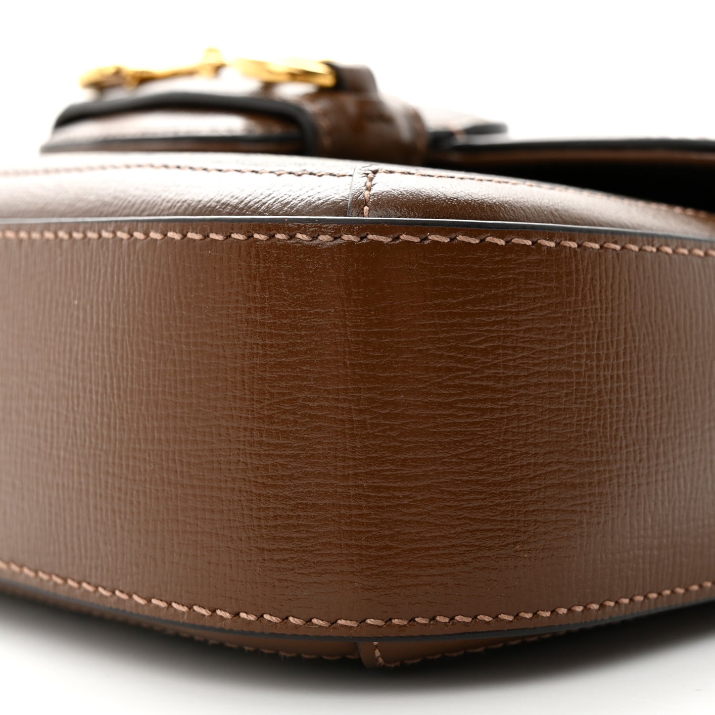 GG Supreme Monogram Azalea Calfskin Web Mini Horsebit 1955 Shoulder Bag Beige Ebony Brown Sugar