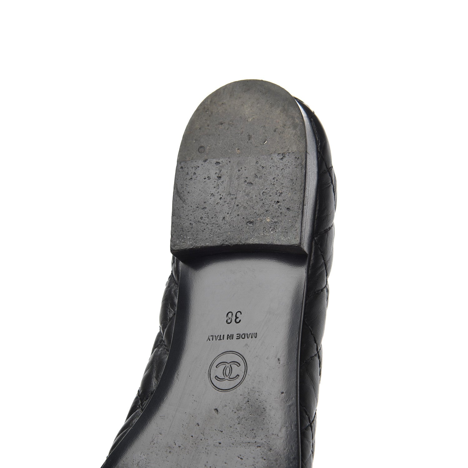 Chanel Aged Calfskin Quilted CC Cap Toe Ballerina Flats 38 Black 22 of 25