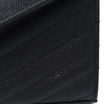 Saint Laurent Grain De Poudre Matelasse Chevron Monogram Chain Wallet Black 8 of 10