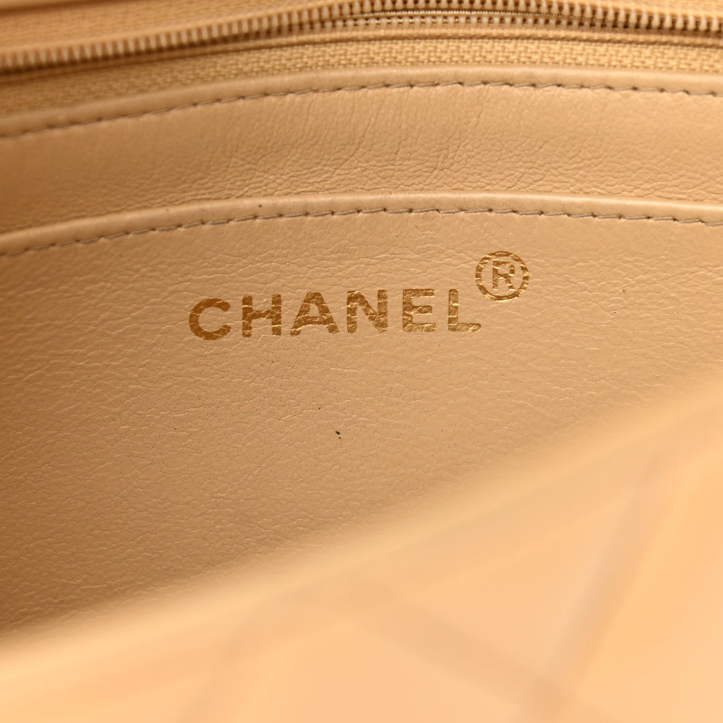 Lambskin Quilted Small Single Flap Beige