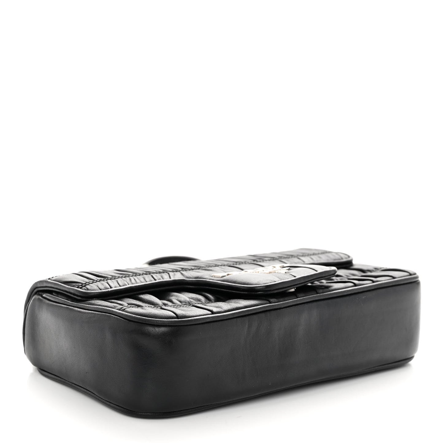 Nappa Gaufre Small Chain Flap Shoulder Bag Black