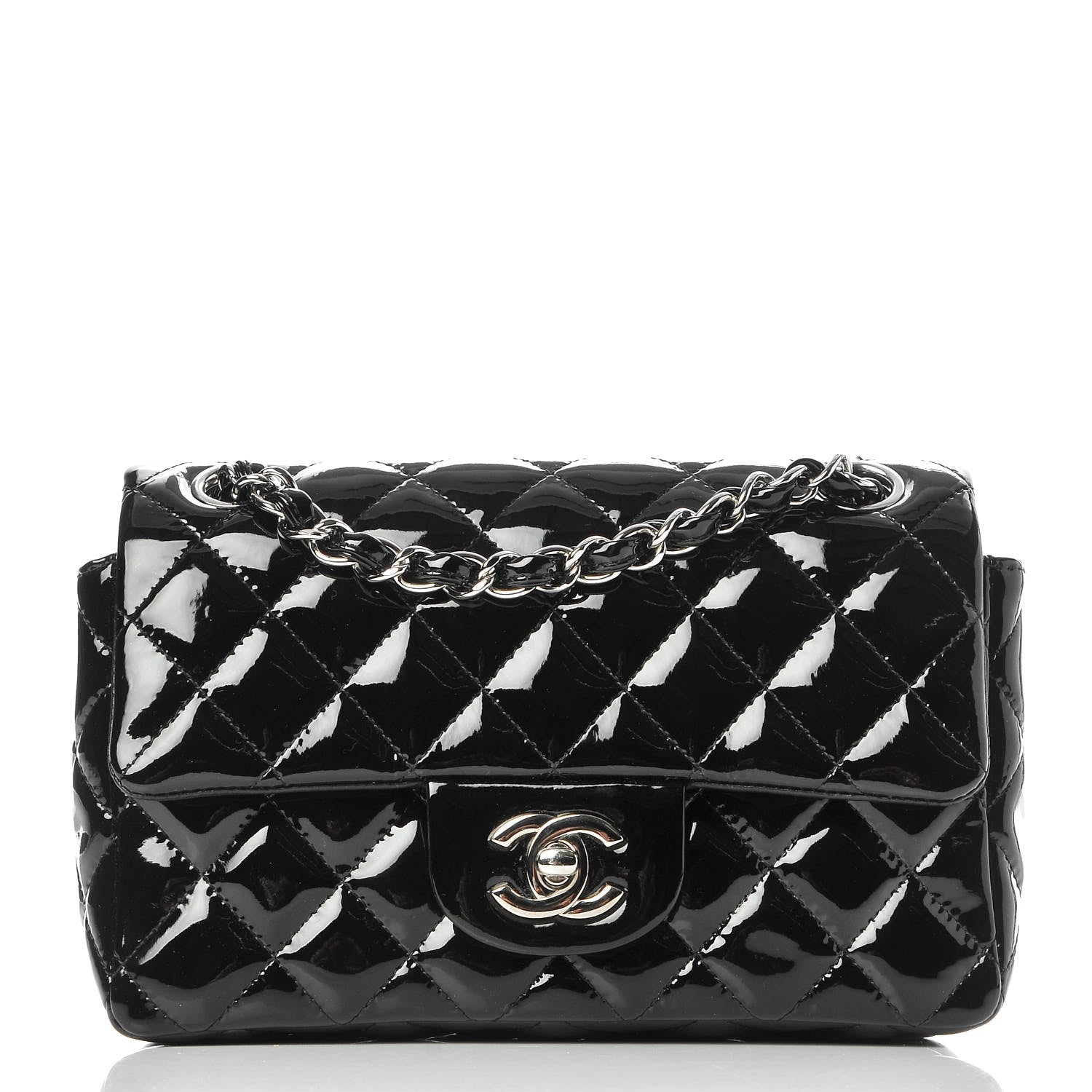 Chanel Patent Calfskin Quilted Mini Rectangular Flap Black 1 of 8