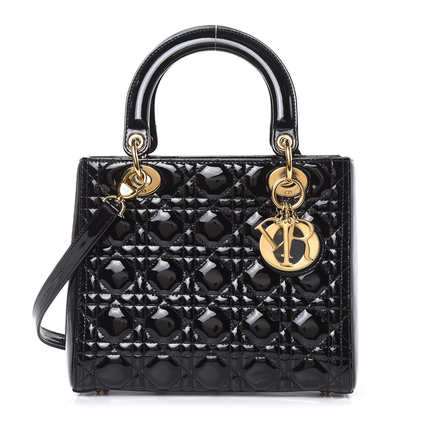 Patent Cannage Medium Lady Dior Black
