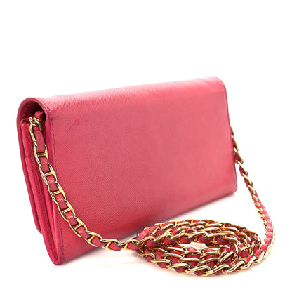 Prada Saffiano Wallet on Chain Peonia 4 of 17