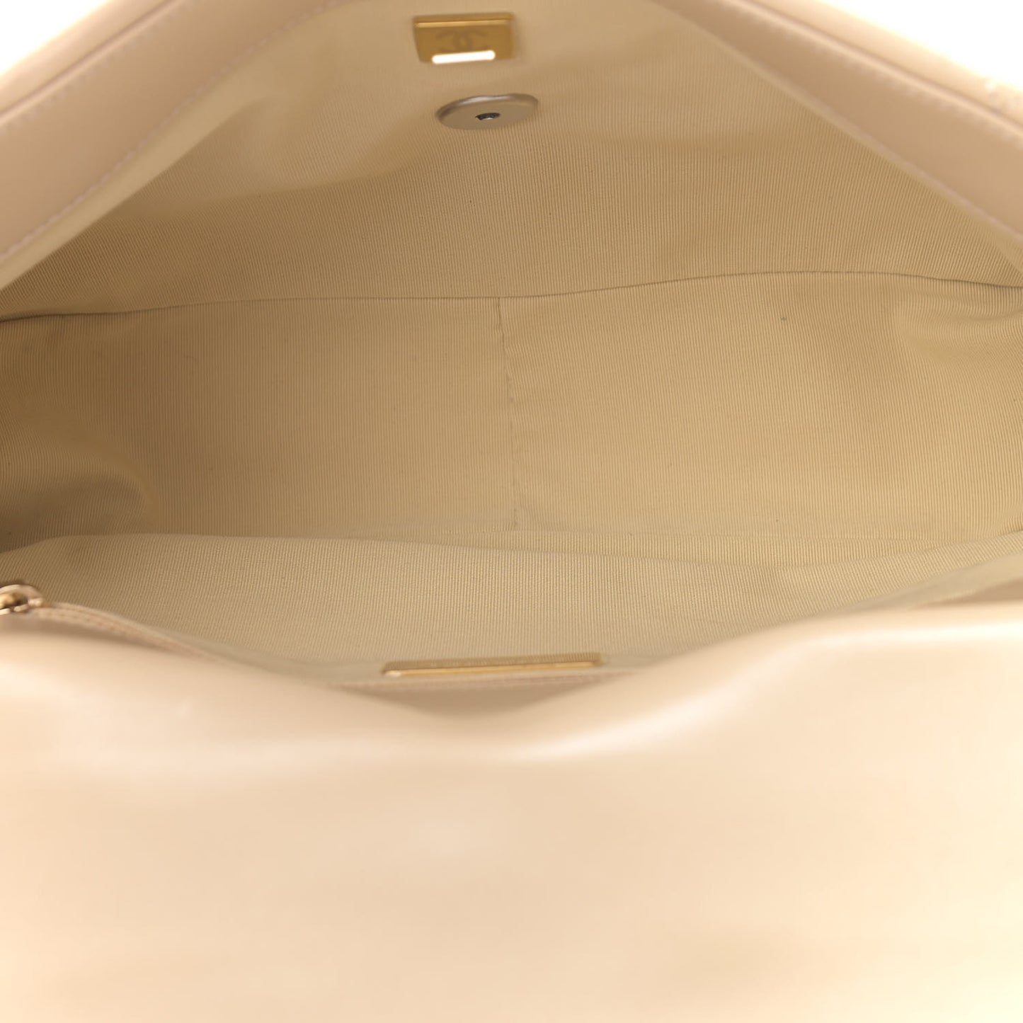 Lambskin Quilted Large Chanel 19 Flap Beige