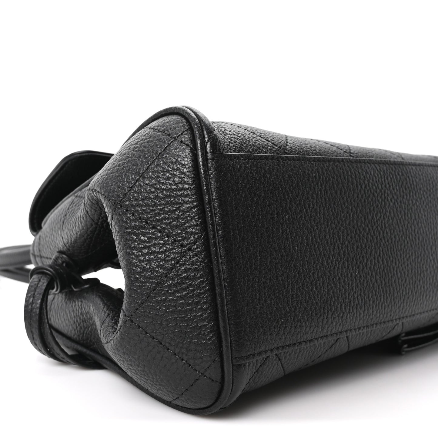 Grained Calfskin Stitched Urban Essentials Small Shopping Bag Black