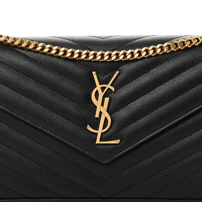 Saint Laurent Grain De Poudre Matelasse Chevron Monogram Chain Wallet Black 8 of 10