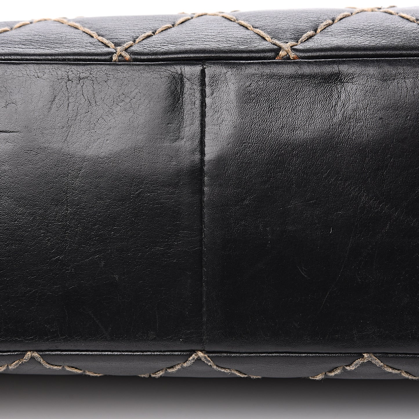 Calfskin Wild Stitch Jumbo Flap Black