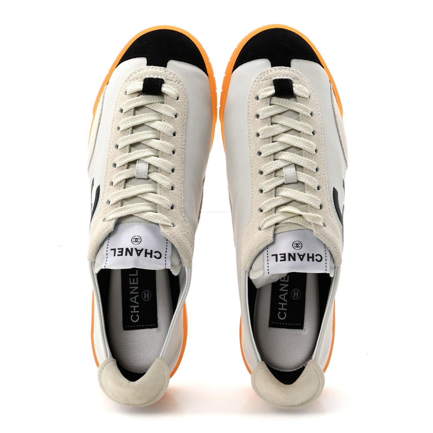 Calfskin Embossed Suede Sneakers 39 White Black