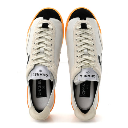 Chanel Calfskin Embossed Suede Sneakers 39 White Black 2 of 10