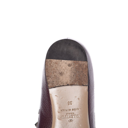 Valentino Garavani Pebbled Calfskin Rockstud Ballerina Flats 38 Rubin 14 of 20