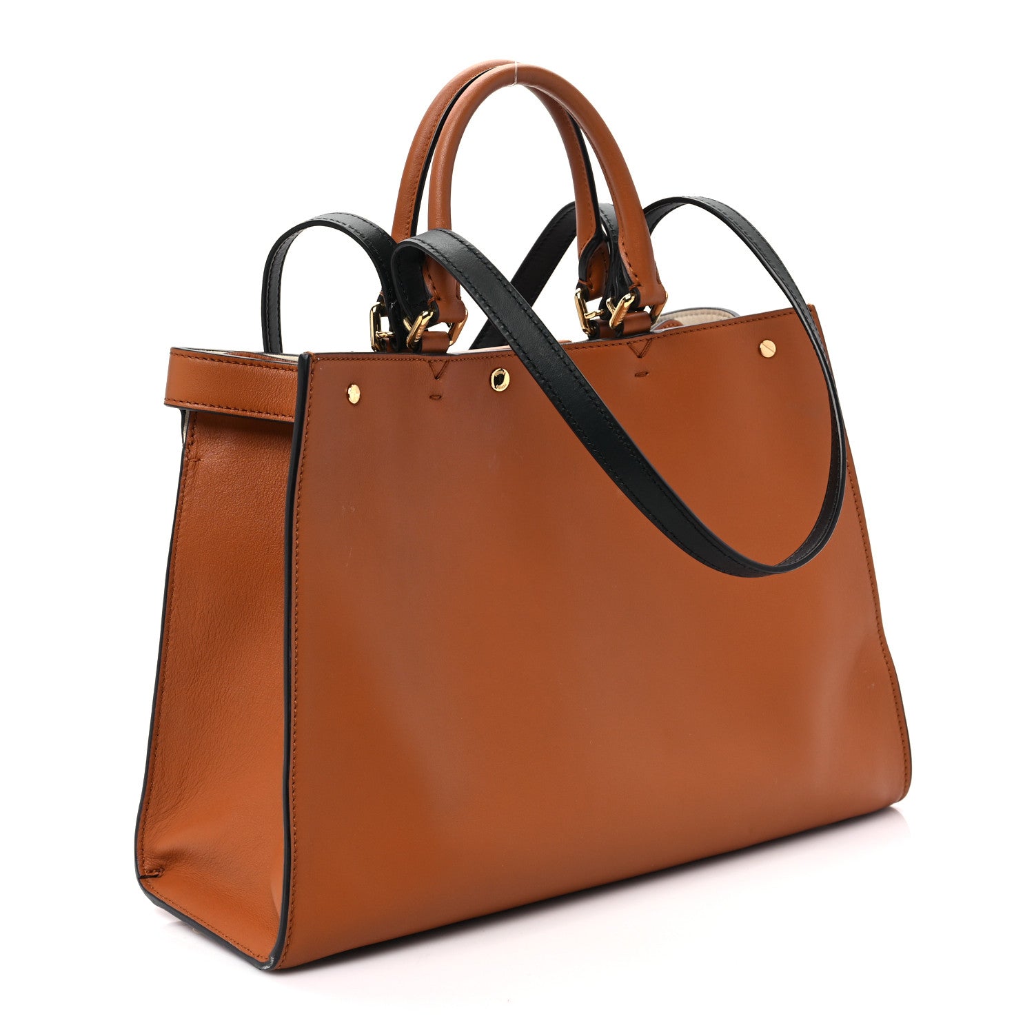 Fendi Vitello Seta Century Small Peekaboo X-Tote Brandy Black 2 of 10
