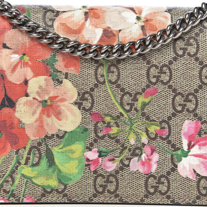 Gucci GG Supreme Monogram Blooms Chain Wallet Beige Multicolor Dry Rose 10 of 11