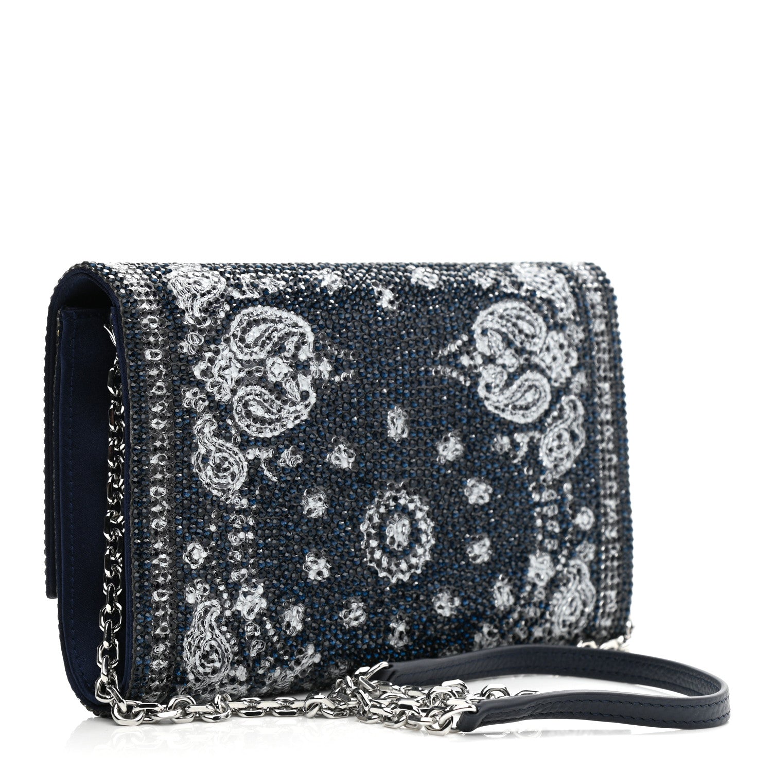 Judith Leiber Swarovski Crystal Bandana Clutch Blue White 3 of 7