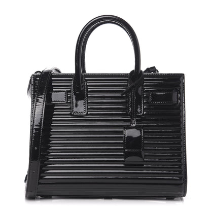 Saint Laurent Ribbed Patent Calfskin Nano Sac De Jour Black 1 of 9