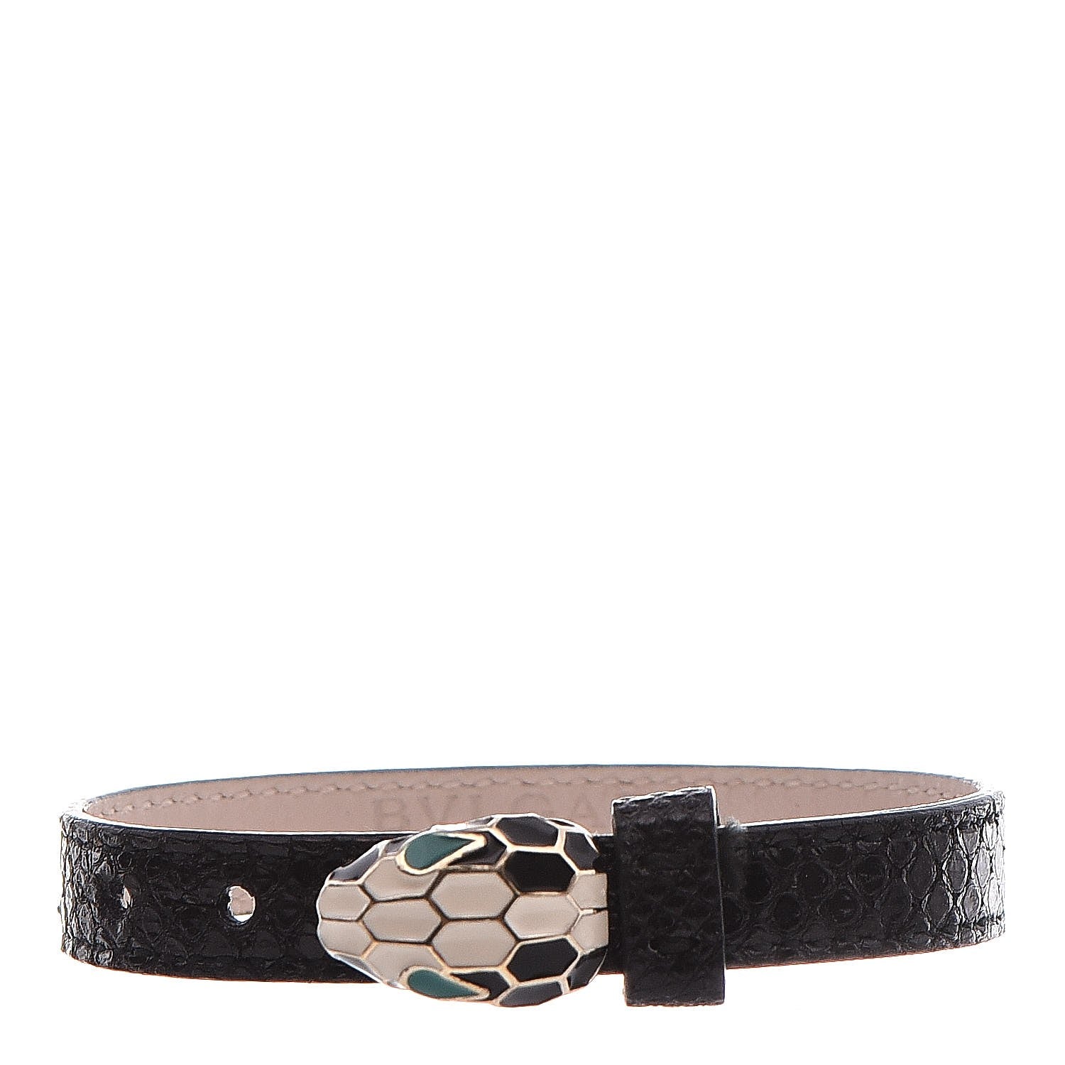 Bulgari Karung Snakeskin Malachite Serpenti Forever Bracelet S Black 1 of 6