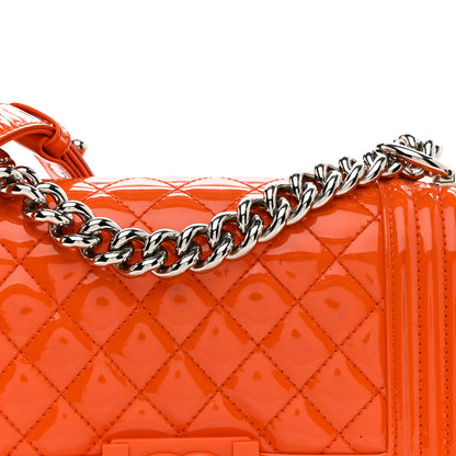 Chanel Patent Calfskin Quilted Small Plexiglass Boy Flap Orange 8 of 13