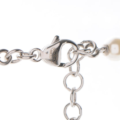 Chanel Graduated Pearl Crystal CC Long Necklace Silver 7 of 8