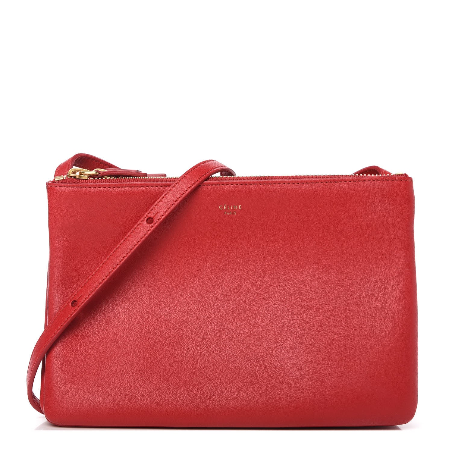 Celine Lambskin Small Trio Crossbody Bag Red 1 of 9