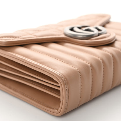 Gucci Calfskin Matelasse Aria GG Marmont Chain Wallet Camelia 8 of 9