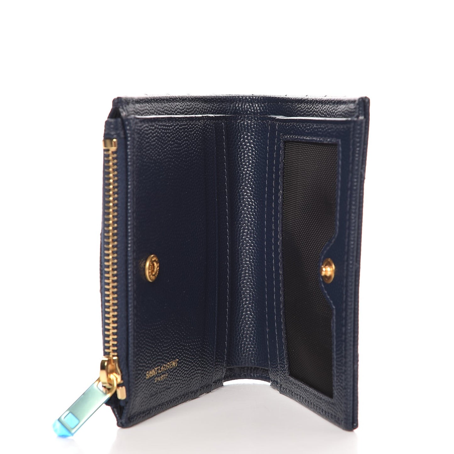 Grain De Poudre Matelasse Chevron Monogram Zipped Card Case Navy