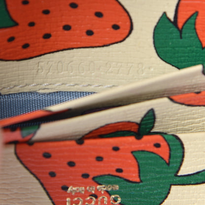 Gucci Calfskin Strawberry Print Zumi Chain Card Case Wallet Ivory Red 7 of 7