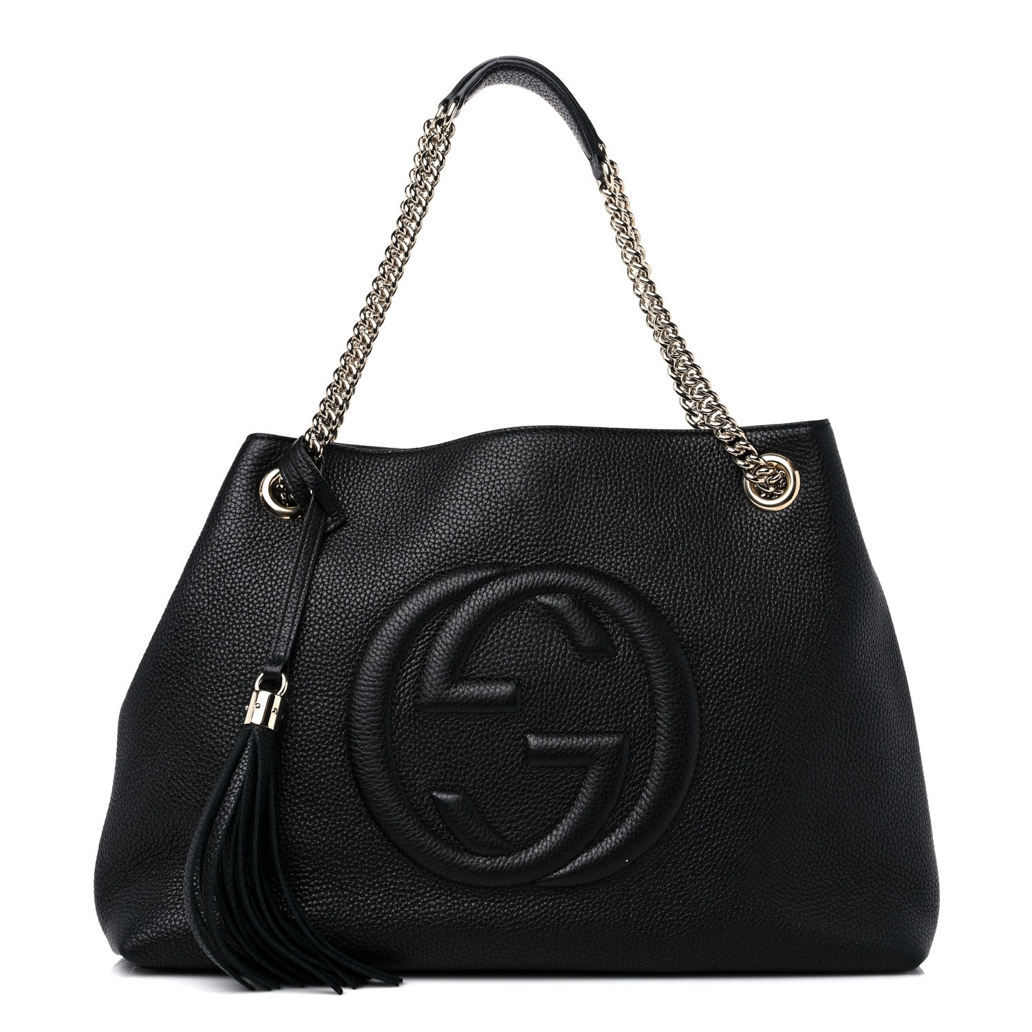 Gucci Pebbled Calfskin Medium Soho Chain Shoulder Bag Black 1 of 10